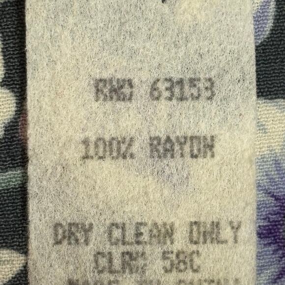 Vintage 90s CDC Petites Floral Rayon Dress Purple White Rosettes Cottagecore 8 - Picture 9 of 10